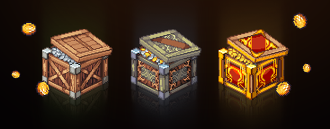 캄브리아 공식 RSGP Loot Drop 홍보에 쓰인 세 개의 보상 상자